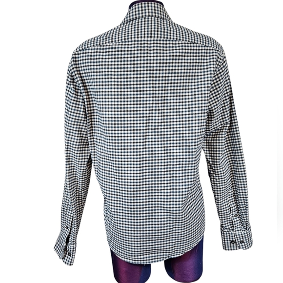 Untuckit Slim‎ Fit Blue & White Flannel Shirt Button Down Shirt Size Small K50 - Picture 5 of 10